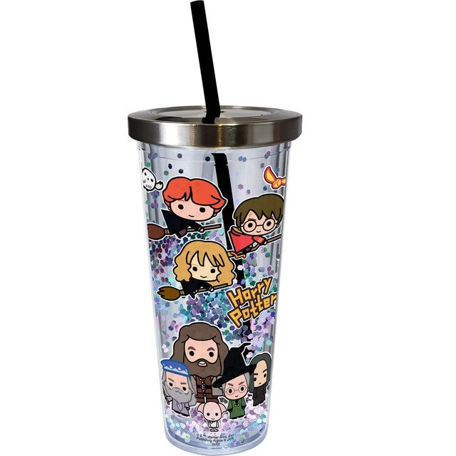 Harry Potter Characters Glitter Cup With Straw 20 Oz. 1 Harry Potter Characters Glitter Cup With Straw 20 Oz.