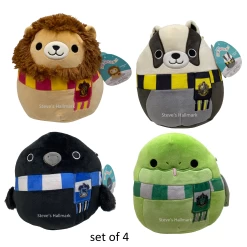 Squishmallow Set Of 4 Harry Potter House Animals Gryffindor Lion, Hufflepuff Badger, Slytherin Snake, Ravenclaw Raven 10" Stuffed Plush By Kelly Toy