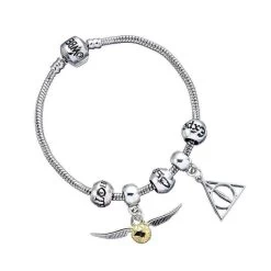 Harry Potter Charm Bracelet Silver Plated Charm Set Deathly Hallows / Snitch / 3 Spell Beads -Professional Harry Potter Product Store carat shop the crthp0090 harry potter charm bracelet silver plated ch 2