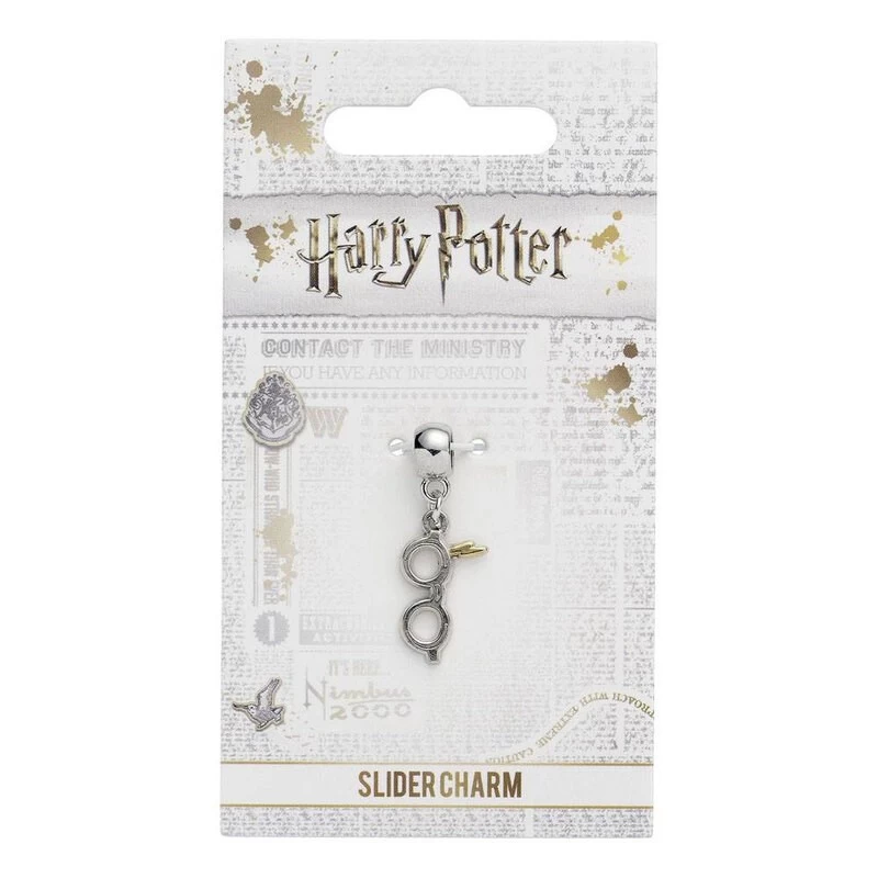 Harry Potter Silver Plated Lightning Bolt Charm With Glasses 1 Harry Potter Silver Plated Lightning Bolt Charm With Glasses