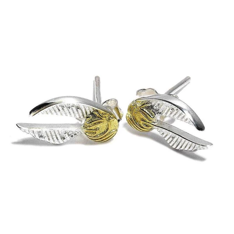 Harry Potter Silver Earrings Golden Snitch 1 Harry Potter Silver Earrings Golden Snitch