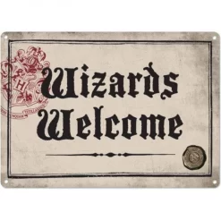 Half Moon Bay Harry Potter Tin Sign Wizards Welcome 21 X 15 Cm